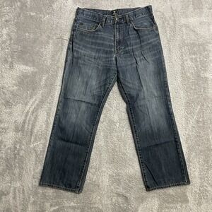 Gap‎ 1969 Jeans Mens 33x30 Loose Fit Straight Leg Distressed Dark Wash Denim